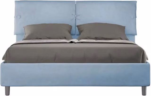 Letto matrimoniale con rete imbottito 160x200 microfibra azzurro Sleeper