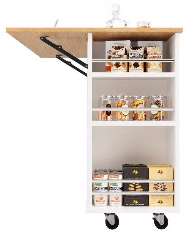 Isola cucina – Mobile cucina – Carrello isola – Credenza – Con pareti divisorie e portabicchieri per vino