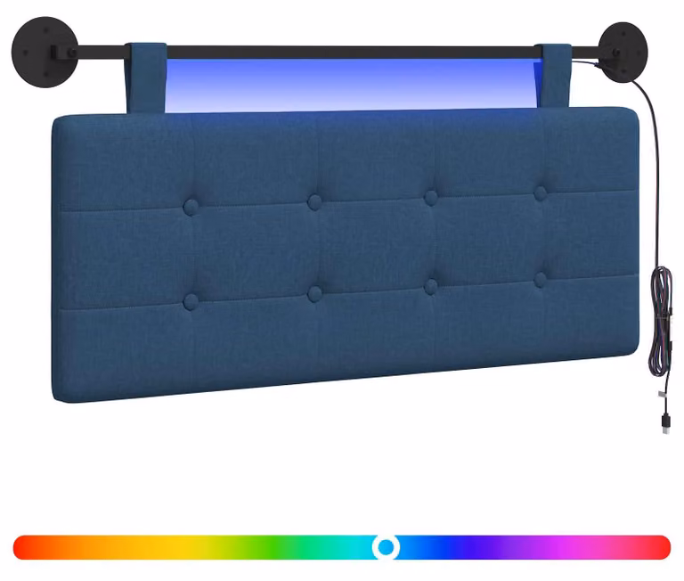 Testiera sospesa Con luce LED Blu Tessuto