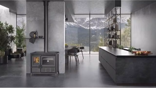 Stufa a legna con forno in ghisa Gardenia XXL VST Nordica, colore nero, L/P/H: 95,0 x 86,4 x 70,4 cm – 1