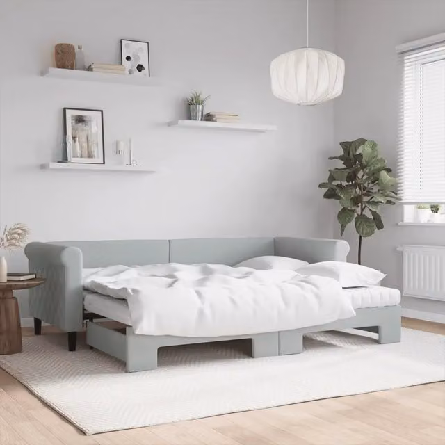 Divano Letto Estraibile vidaXL in Velluto Grigio con Cassetto per Soggiorno e Camera da Letto L/P/H: 229 x 80 x 68 cm