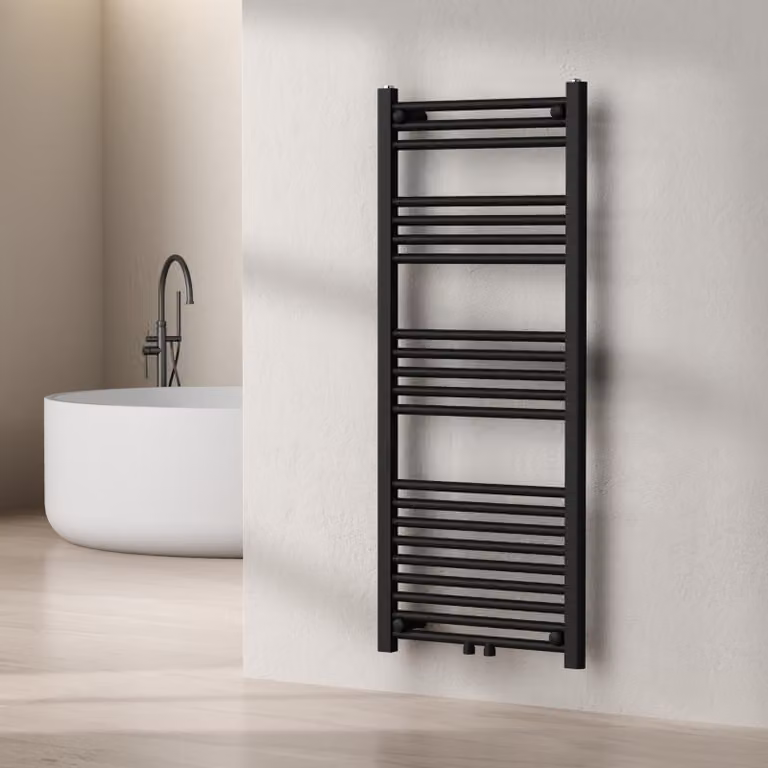 Radiatore per asciugamani 'Voss' con 21 aste in acciaio 120 x 50 cm nero