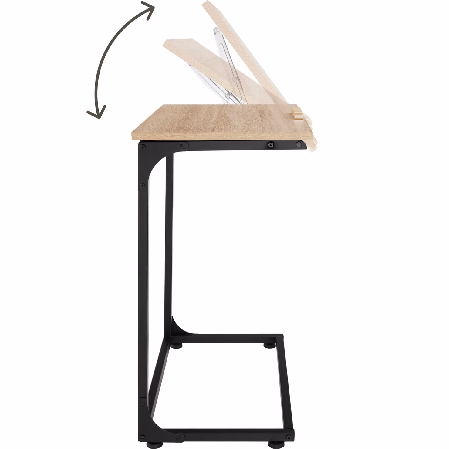 Tavolino con piano inclinabile Ruston TecTake GmbH in stile industriale, colore rovere, L/P/H: 55 x 35 x 66,5 cm – 3
