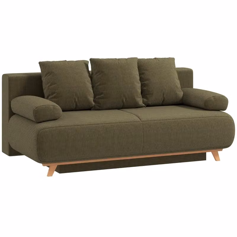 Divano letto Chicfurn a 3 posti con contenitore e schienale regolabile in corda verde per soggiorno e camera da letto, L/P/H: 193 x 80 x 72 cm, Dimensioni letto: 140 x 190 cm – 2