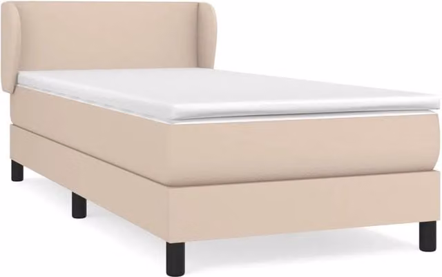Letto singolo | Letto per adulti | Giroletto a Molle con Materasso Cappuccino 90x200 cm Similpelle