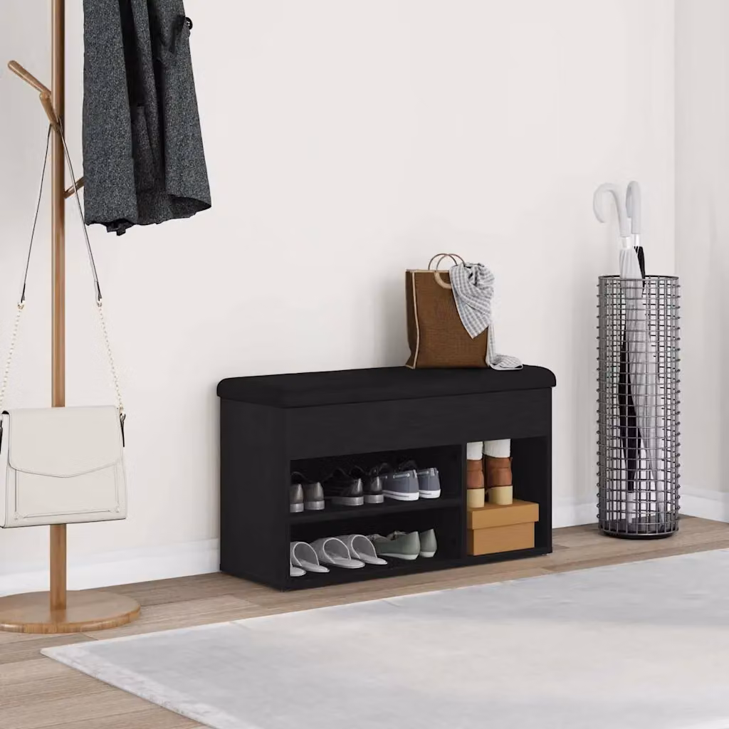 vidaXL Panca porta scarpe moderna in MDF nero L 82 cm x P 32 cm x H 45 cm
