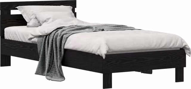 Letto singolo | Letto per adulti | Struttura del letto Rovere Nero 98.5 x 200 cm Legno multistrato