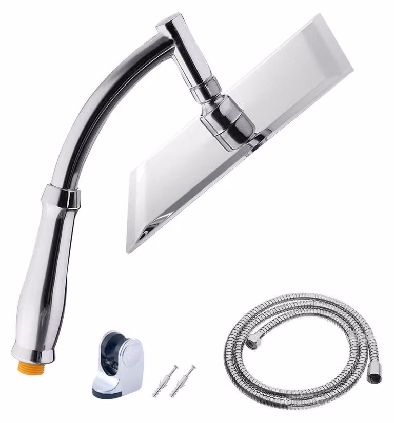 Ugello doccia in acciaio inossidabile, quadrato, 20,3 cm, con getto ad alta pressione, regolabile a 360°