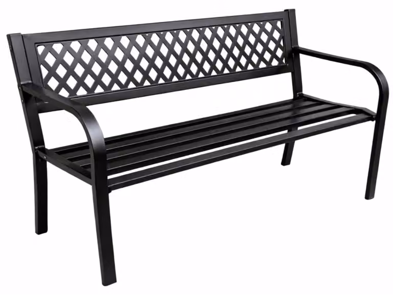 Panchina da giardino parco terrazza giardino in metallo 2 posti nero 120 cm