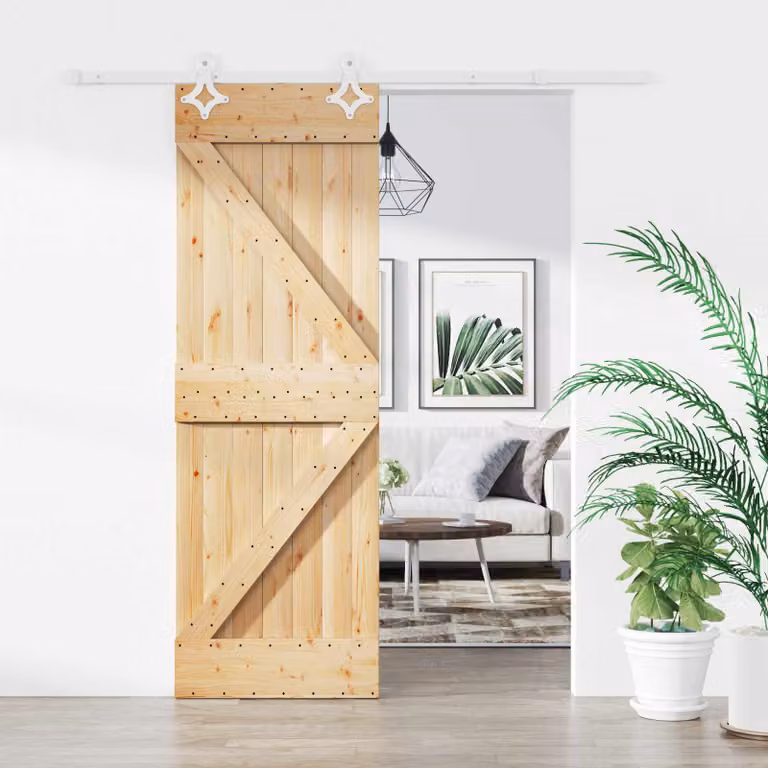 Porta scorrevole moderna vidaXL in legno e acciaio, colori bianco, beige e marrone, L: 70 cm, H: 210 cm