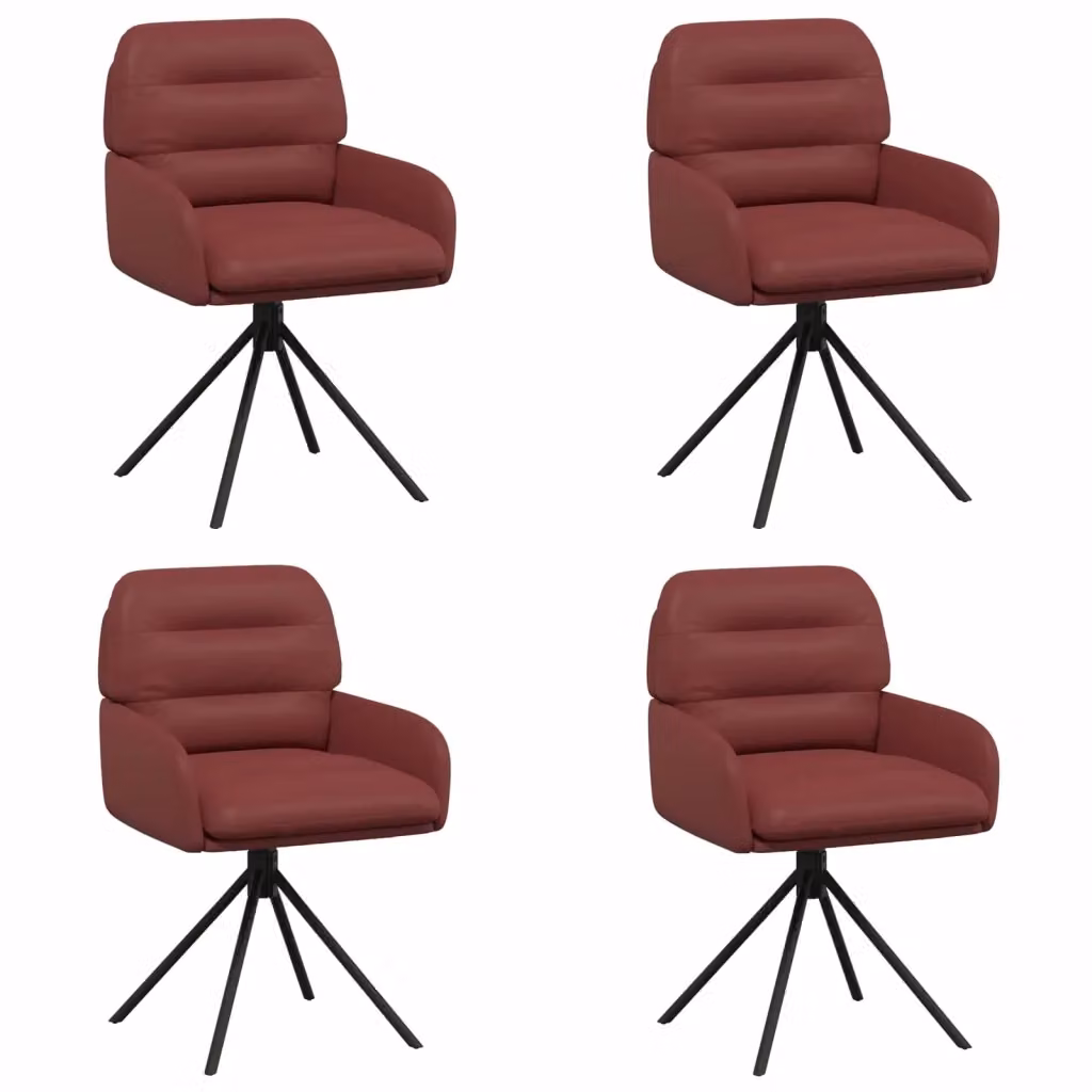 Set di 4 sedie da pranzo girevoli vidaXL in similpelle rosso, design moderno con base in metallo e plastica – 2
