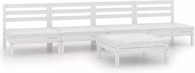 Set Divani da Giardino 5 pz | Set Salotto da Giardino Bianco in Legno Massello di Pino