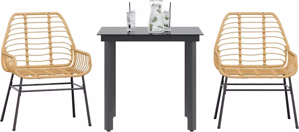 Maison Exclusive - Set da Pranzo da Giardino 3 pz Marrone in Polyrattan Vetro