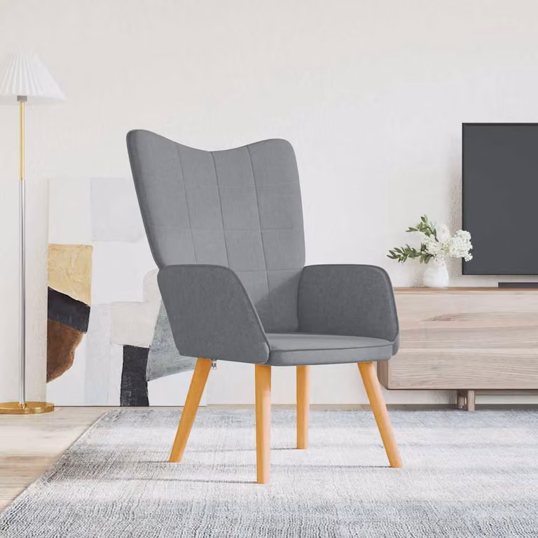 Poltrona Relax Recliner vidaXL Grigia in Tessuto con Braccioli e Struttura in Legno e Metallo