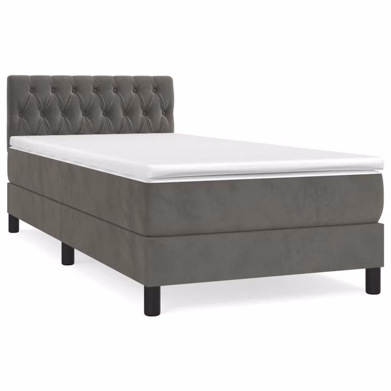 Giroletto a Molle con Materasso Grigio Scuro 90x190 cm Velluto
