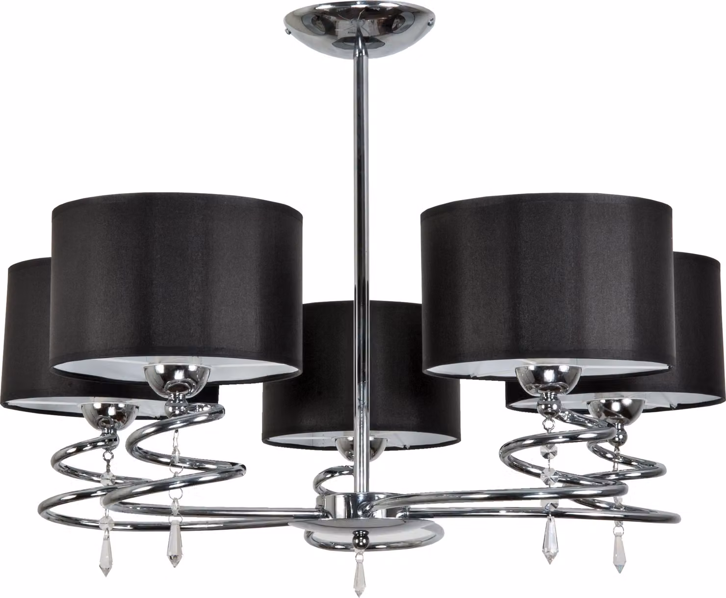 Lampada da soffitto cromata con cristalli, paralume nero QUEEN NEGRO 12-630