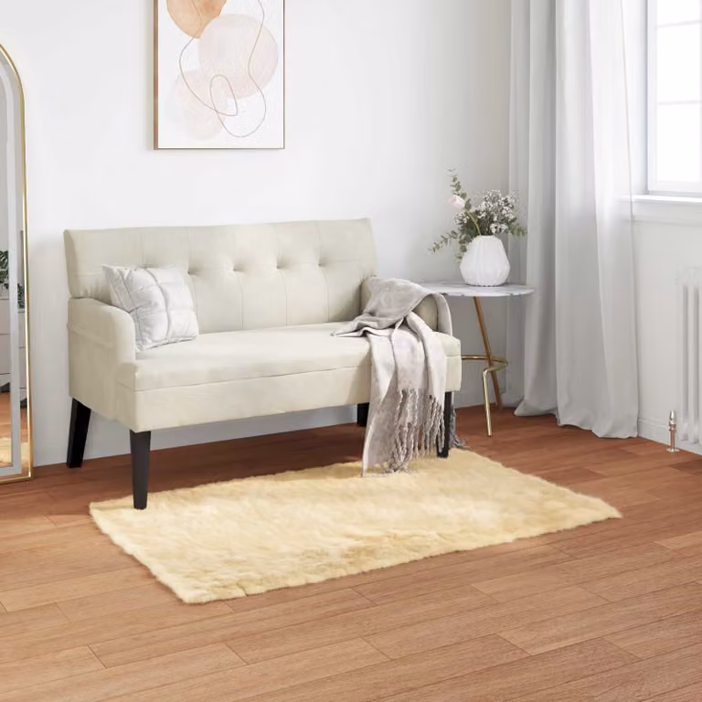Tappeto moderno rettangolare vidaXL in poliestere lavabile, colore beige, L: 60 cm x P: 110 cm