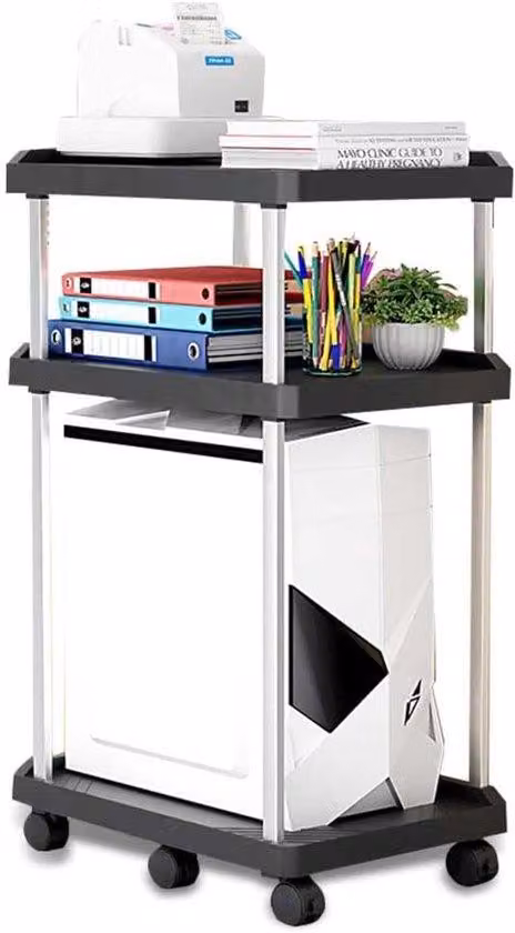 Tower standard per PC con rotelle – Standard ATX – Supporto mobile per CPU – Supporto regolabile per PC – Nero
