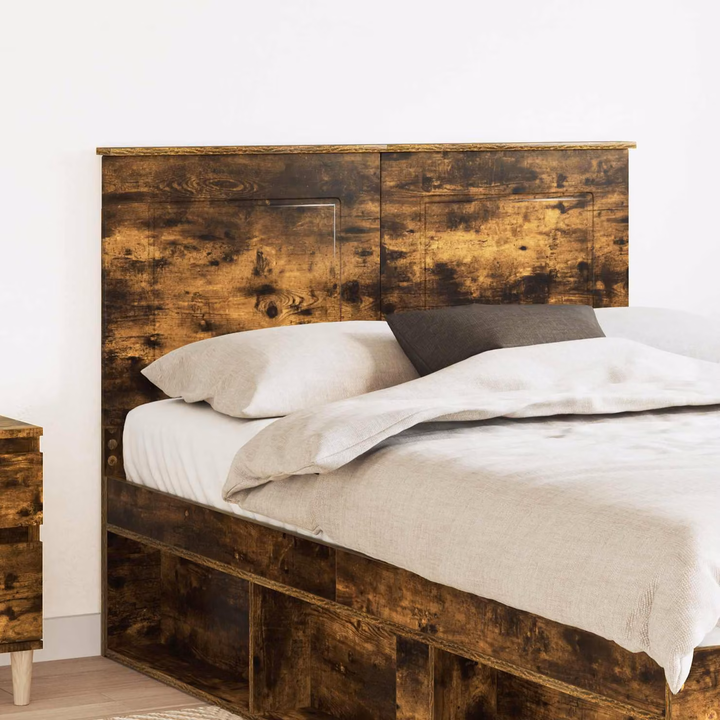 Testiera per letto vidaXL in legno ingegnerizzato color quercia affumicata, L: 100 cm, H: 138 cm, P: 7 cm