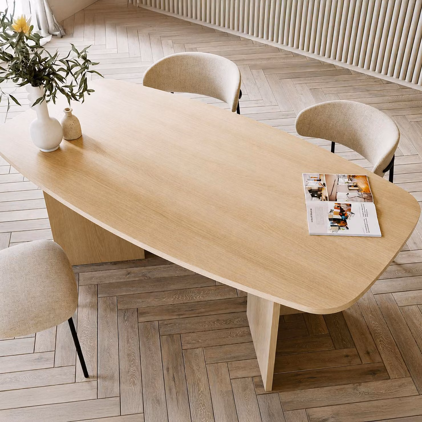 Milani - Tavolo Fisso, 190x100x75h cm Marrone Rovere, 6 Posti