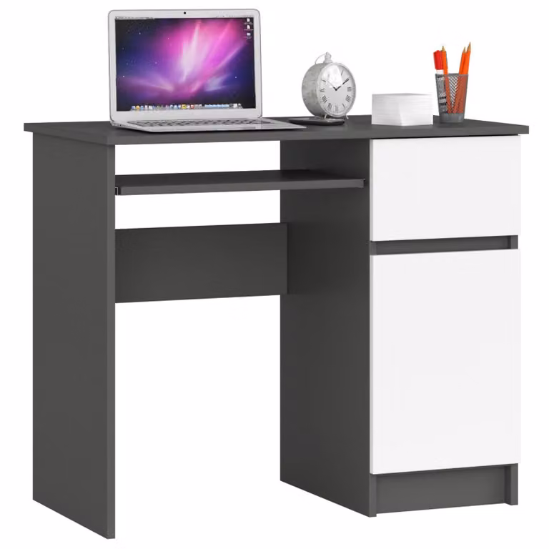 Scrivania per computer da 90 cm | Scrivania | con cassetto porta tastiera e vano portaoggetti