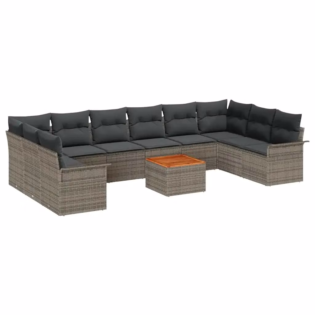 Set Divano da Giardino vidaXL 11 Pezzi a Forma di L con Tavolino, Colore Grigio – 2