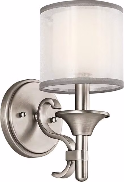Applique Contemporanea Lacey KICHLER in Acciaio Argento e Tessuto Bianco con 1 Luce E14