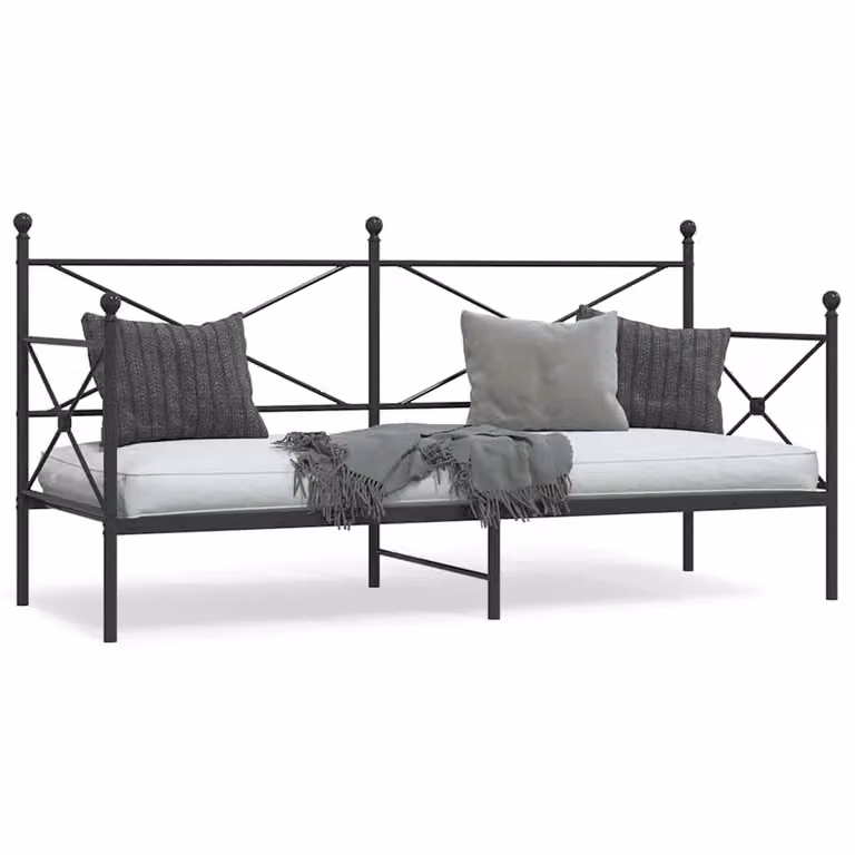 vidaXL Dormeuse in metallo senza materasso nera L/P/H: 200 x 90 x 107 cm