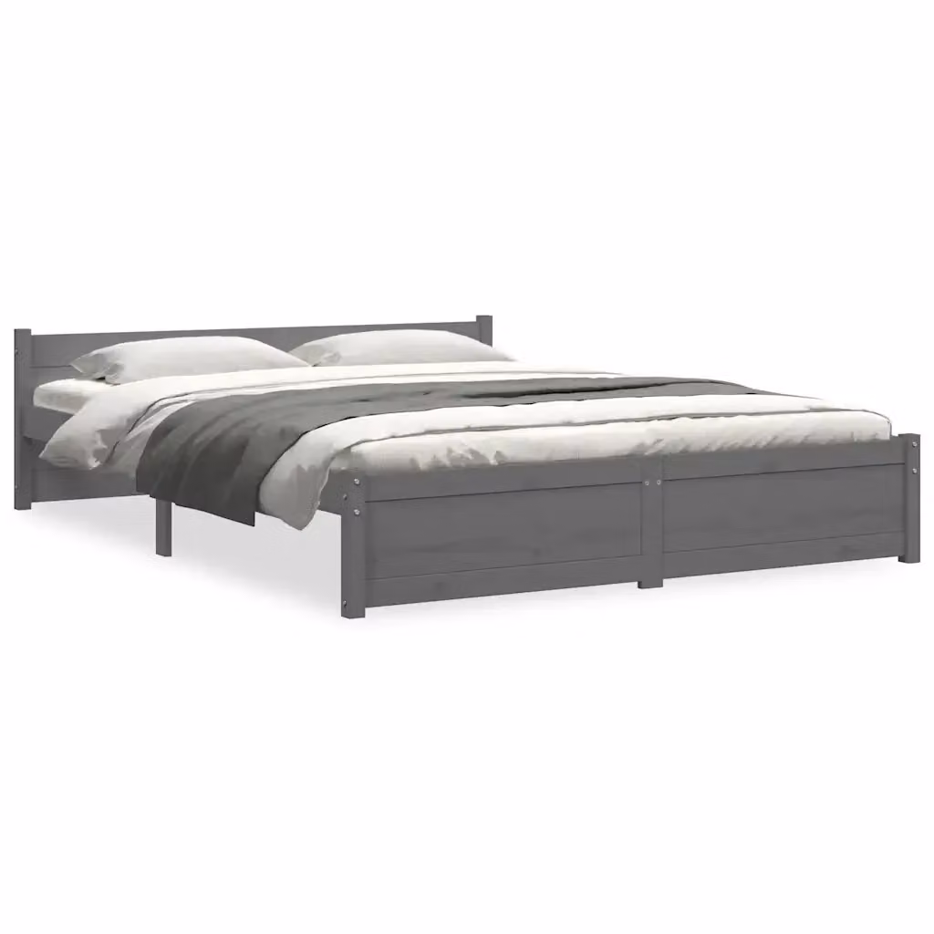 Giroletto vidaXL in legno massello di pino grigio con doghe fisse L: 135 cm, P: 190 cm – 2