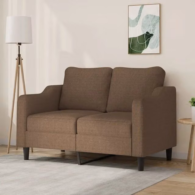 Divano moderno vidaXL in tessuto marrone con struttura in metallo per il tuo soggiorno L: 138 cm, P: 80 cm, H: 77 cm – 1
