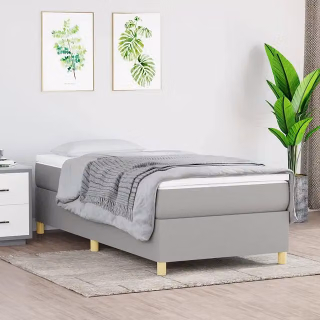 Giroletto a Molle con Materasso-Struttura Letto Grigio Chiaro 90x200 cm Tessuto 324819