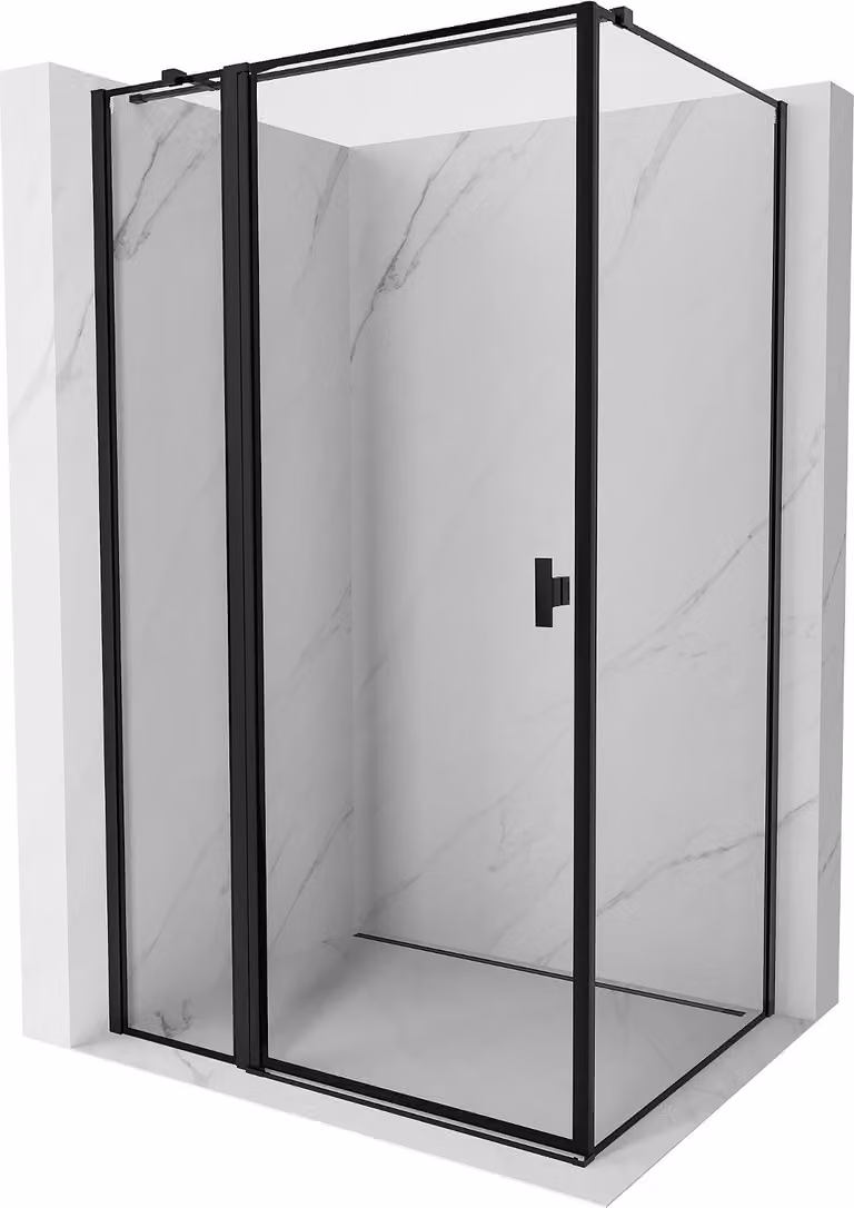 Mexen Mist T cabina doccia a battente sinistra 90 x 120 cm, cornice nera, nero - 8A4T-090-120-70-70-L