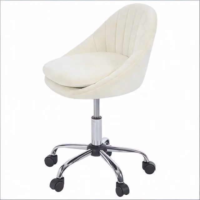 Sedia da ufficio ergonomica girevole con altezza regolabile e doppia imbottitura, in velluto beige