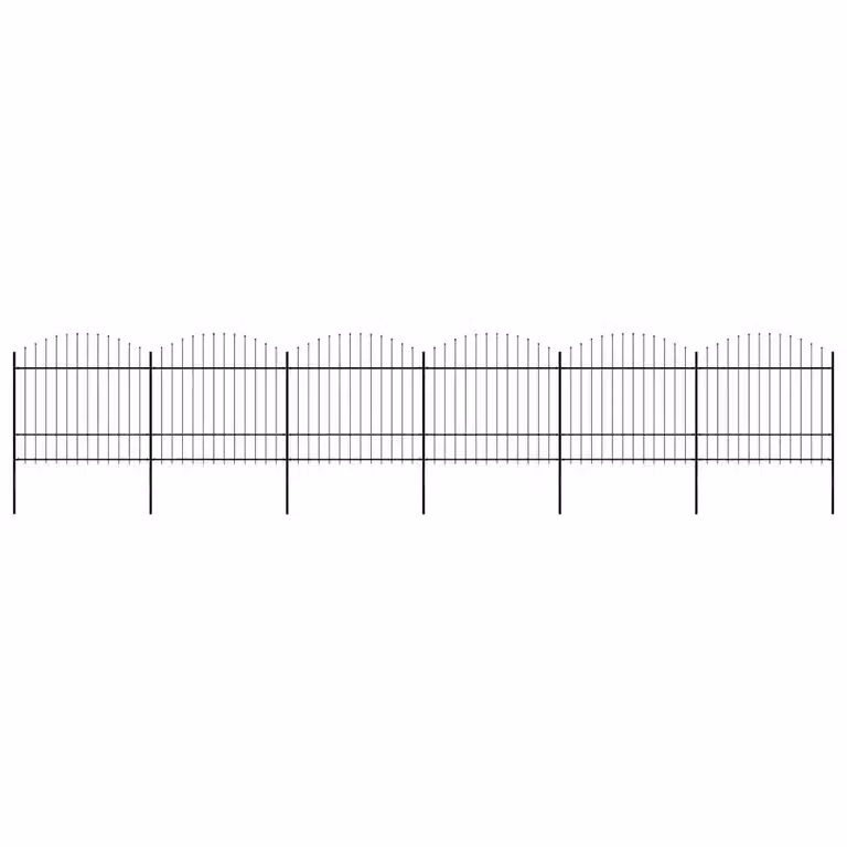 Recinzione da giardino vidaXL con punta a lancia in acciaio nero L: 1005 cm, H: 175 cm