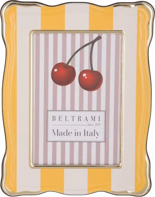 Portafoto Summer Beltrami in legno giallo con bordo oro per tavolo, dimensioni 13x18 cm