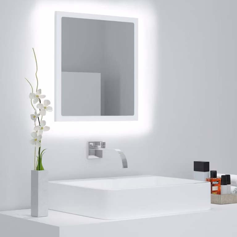 Specchio da bagno moderno vidaXL con LED bianco, rettangolare, L 40 cm x P 8,5 cm x H 37 cm