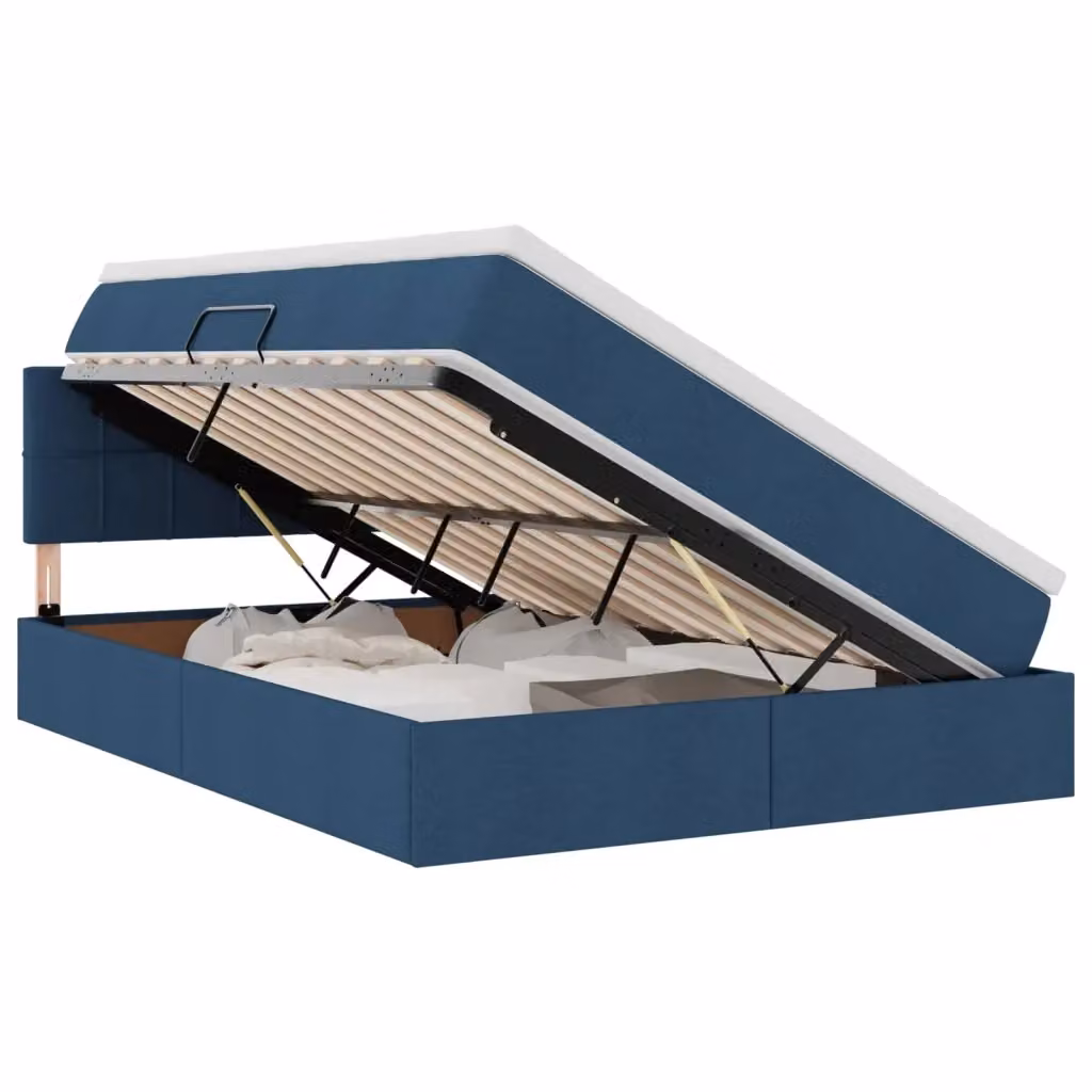 Letto con contenitore e illuminazione LED vidaXL in tessuto blu L 140 x P 200 cm – 2