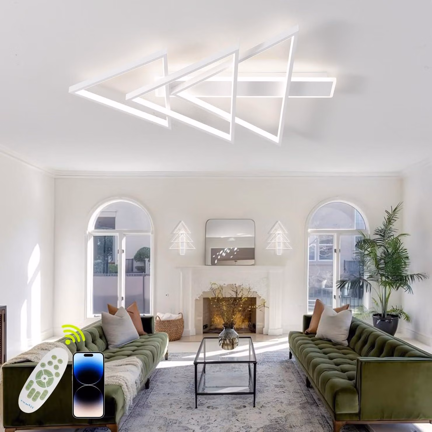 Lampada da soffitto LED design, forma di albero di Natale, dimmerabile, moderna, bianca
