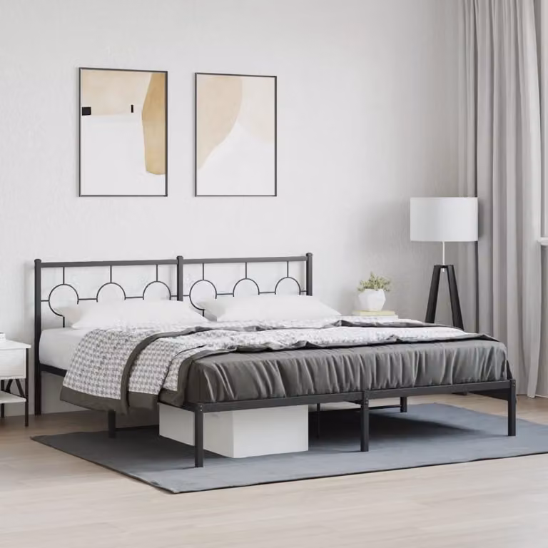 Giroletto con testiera in metallo nero vidaXL L/P: 180 x 200 cm