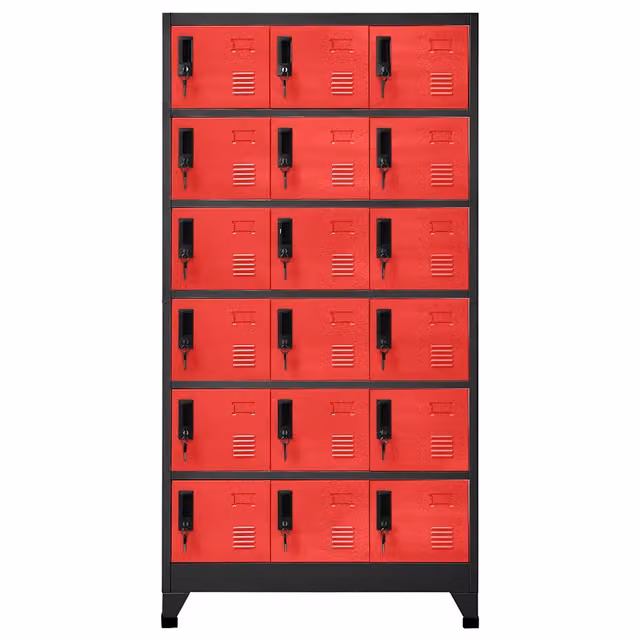 Armadietto moderno vidaXL in metallo con serratura, antracite e rosso, L: 90 cm, P: 40 cm, H: 180 cm