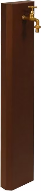 Fontana da muro da giardino Giordanoshop in acciaio effetto corten marrone con rubinetto L: 18 cm, P: 6 cm, H: 100 cm