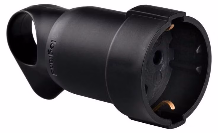 Prese, Schuko, con anello di fissaggio, colore nero - Legrand - Presa mobile 2P+T - 16 A - Caratteristiche generali: prese e spine mobili.