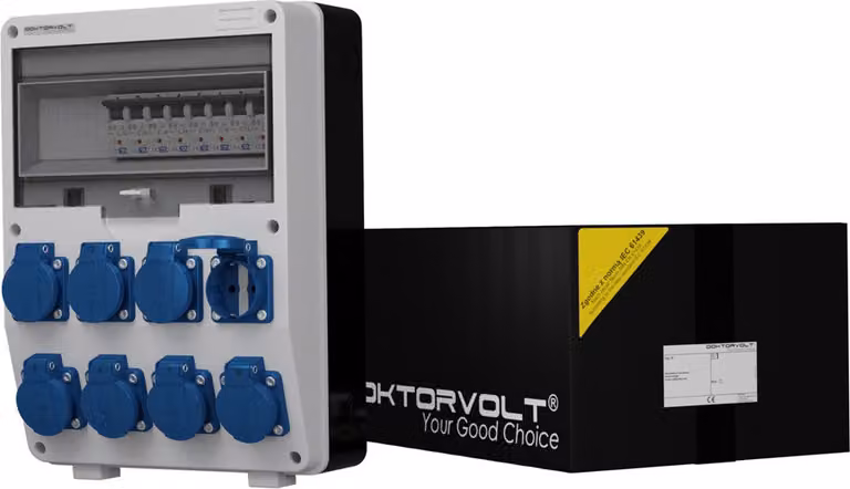 Distributore elettrico completo con prese Mennekes TD-S 8x230 V da parete Doktorvolt