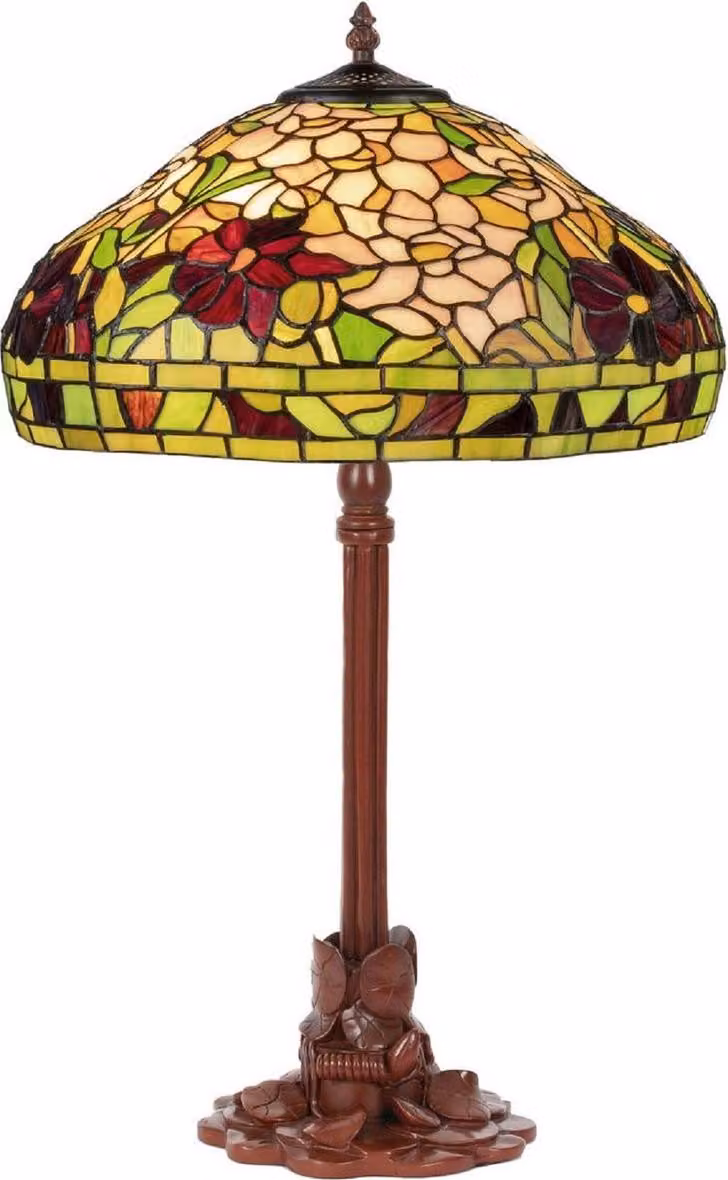 Casa Padrino lampada da tavolo Tiffany multicolore Ø 40 x H. 61 cm - lampada da tavolo Tiffany - lampada rotonda da salotto - lampada da tavolo deco - lampade Tiffany