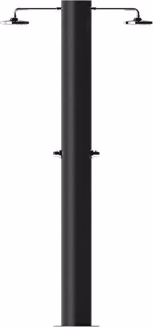 Doccia Solare da Giardino ATI Arno T2N con 2 Soffioni Eco Rain e 2 Miscelatori Temporizzati, Capacità 70 L, Nero Opaco e Grigio