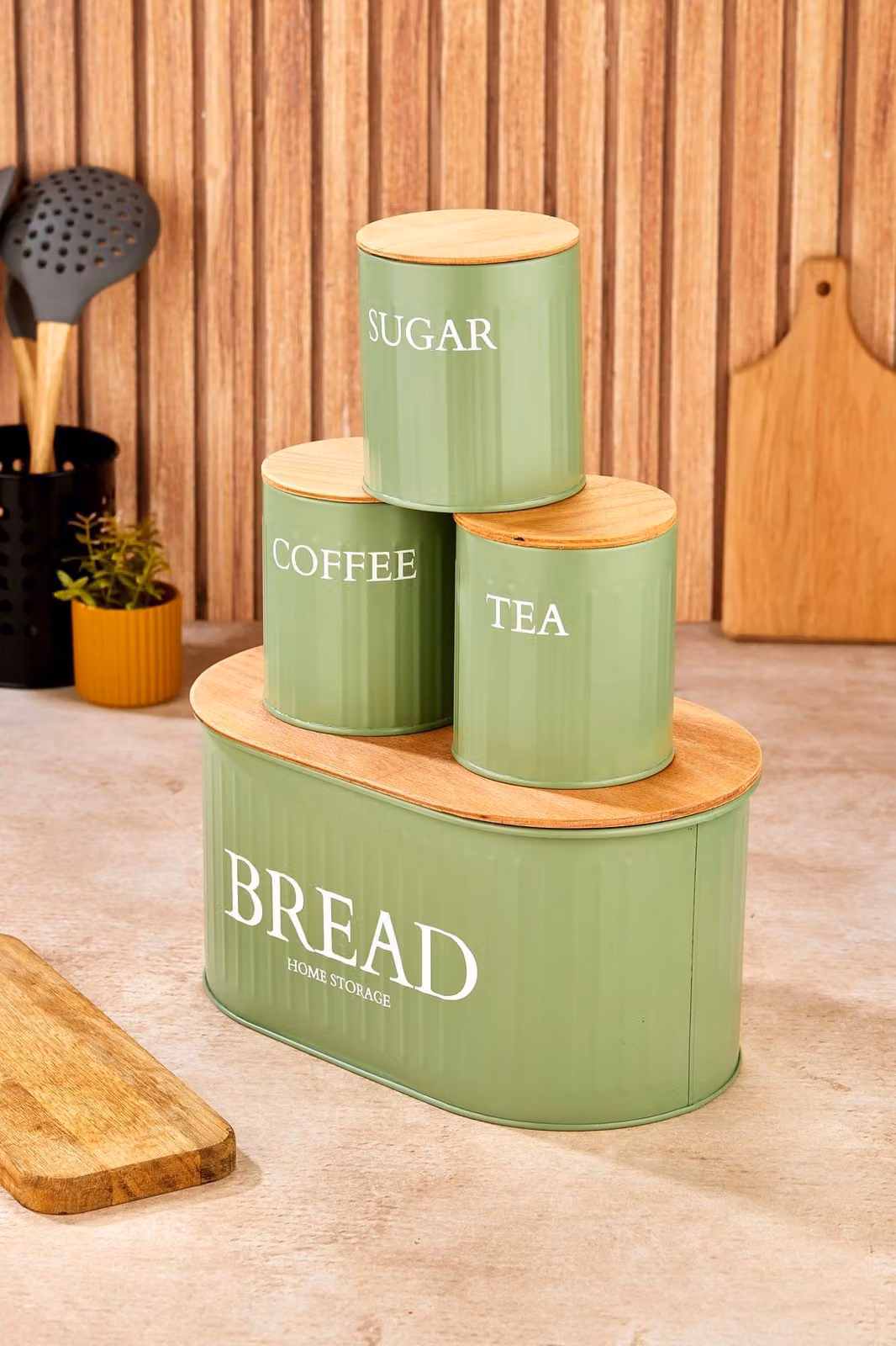 Hermia Concept, M0265 - 4LU/YESÝL, set di contenitori (4 pezzi), verde, 100% METALLO, 30 x 19 x 15 cm