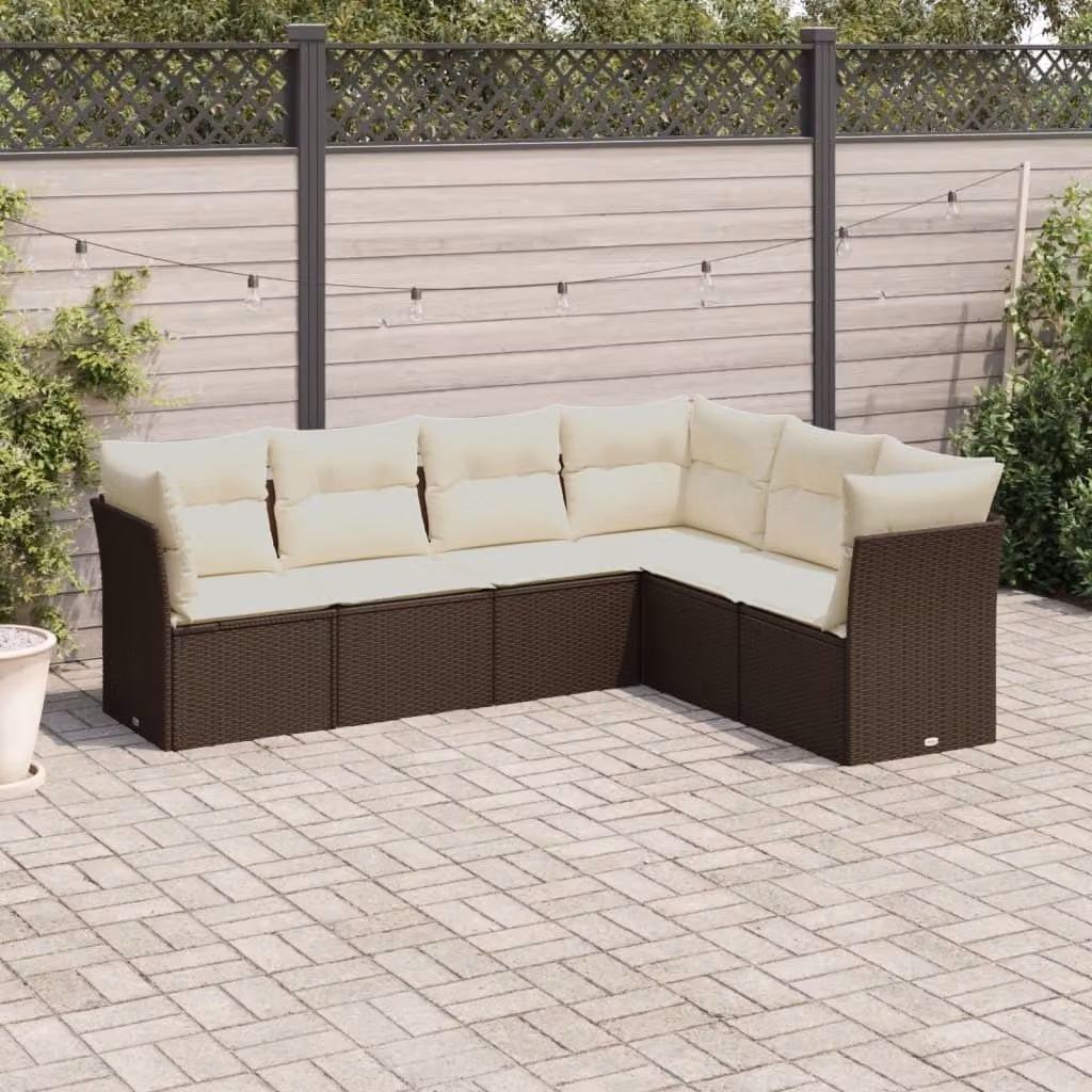 Maison Exclusive - Set Divani da Giardino 6 pz con Cuscini Marrone in Polyrattan