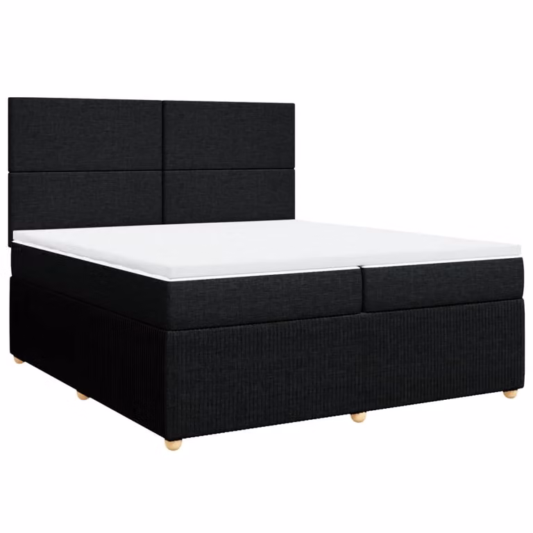Giroletto a Molle con Materasso Nero 200x200 cm in Tessuto