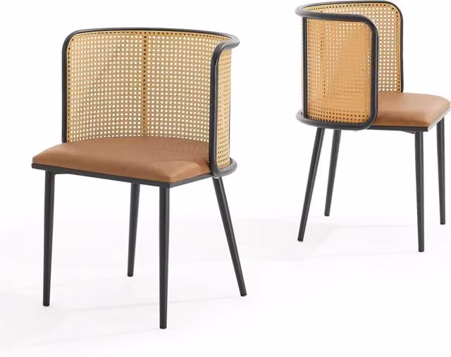 Set di 2 sedie da pranzo soggiorno design moderno cucina 75 x 52 x 49 cm marrone nero 03_0009611