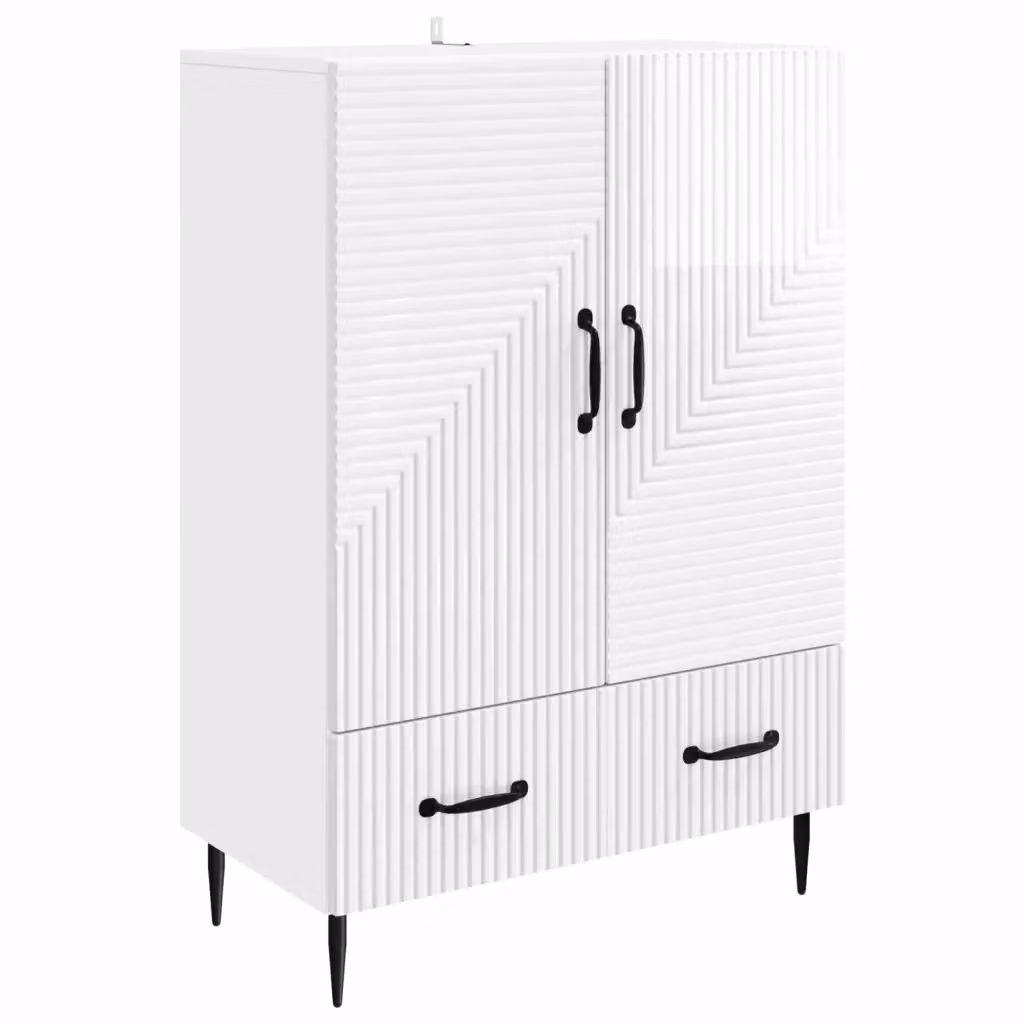 Credenza moderna vidaXL in bianco lucido con legno ingegnerizzato e metallo L: 66 cm, P: 34,5 cm, H: 95 cm – 2